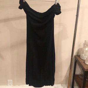Reformation off the shoulder black midi dress